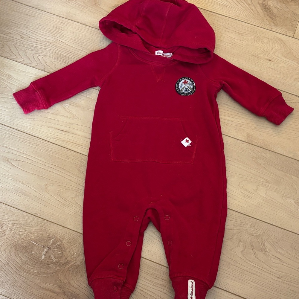 Cozy Red Hooded Kids Footie